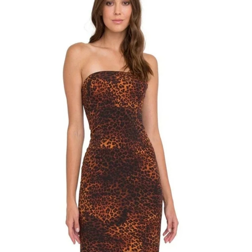 Black Halo night leopard dress size 10